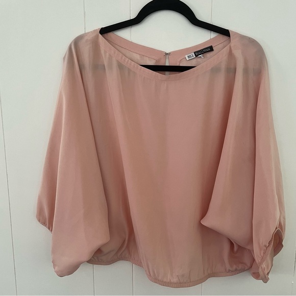 100% Silk Blouse Top Shirt Bill Hallman size Small Pink Peach Silk - Picture 5 of 14